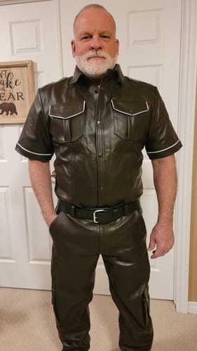 Customer photo review of Leathermen Uniform Shirt – White Accent