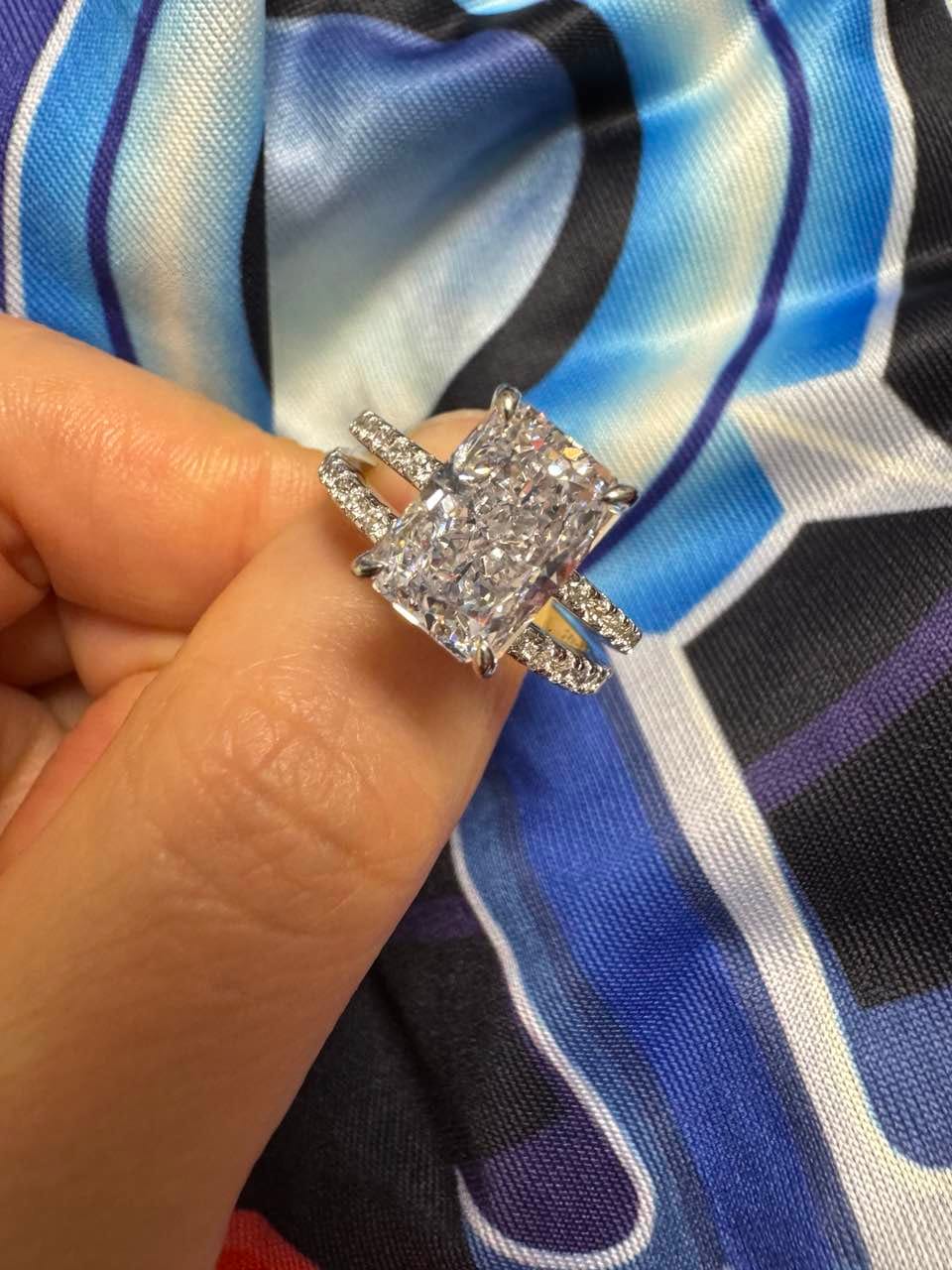 Customer photo review of S925 3.5 Carat Radiant Cut Wedding Ring Set In Sterling Silver Holiday Ring Gift For Women