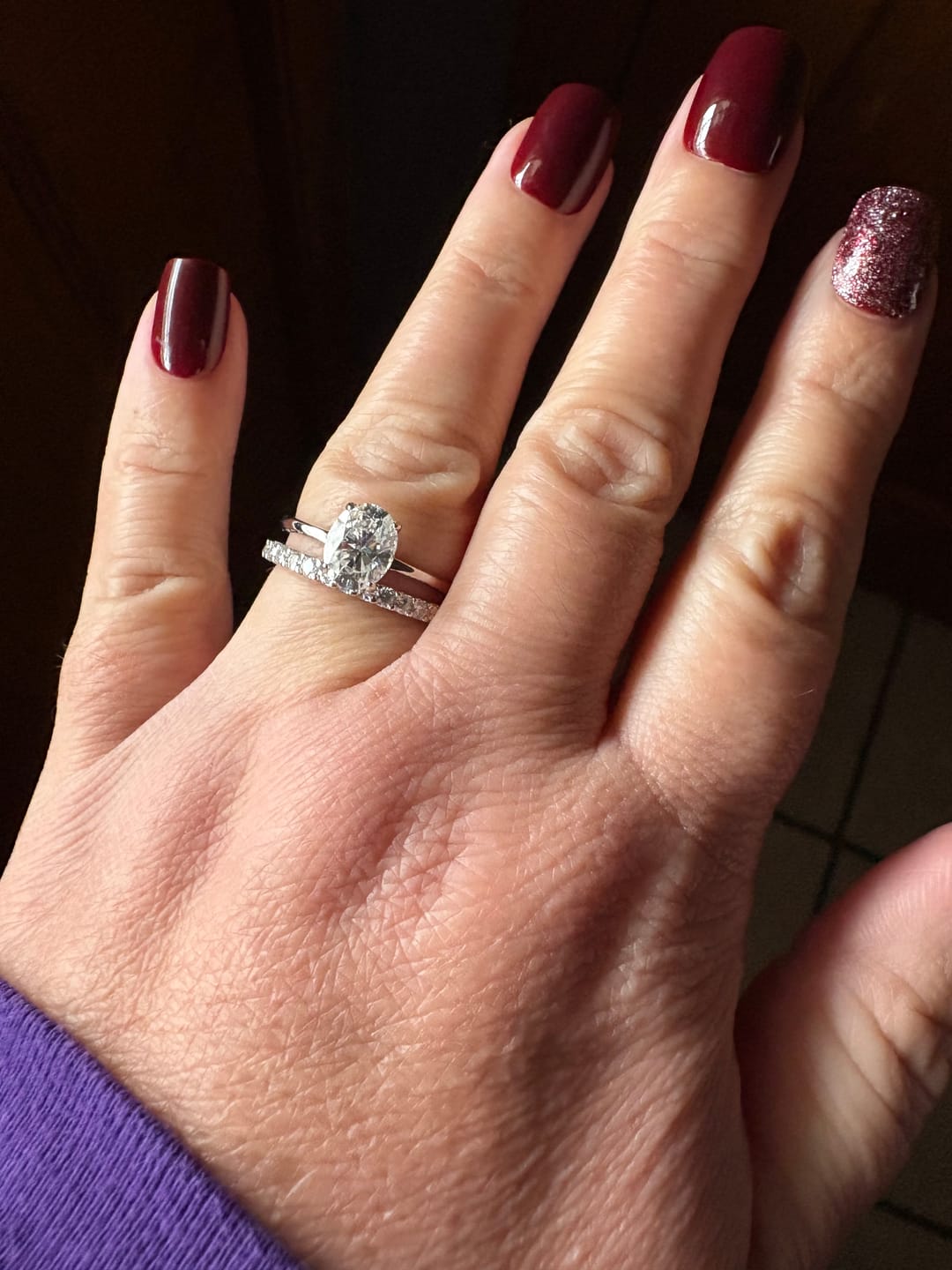 Customer photo review of 2.25ct Moissanite Oval Solitaire Ring