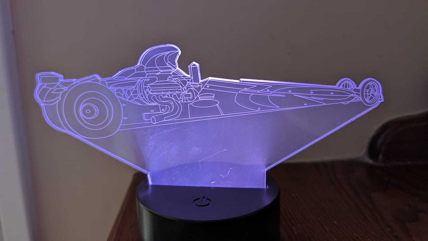 Customer photo review of Led Lamp With Your Own Dragster!