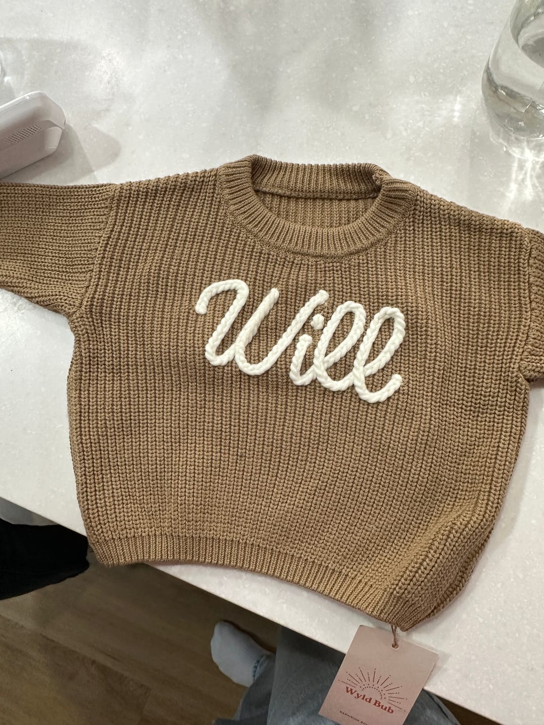 Customer photo review of Hand Knitted Personalized Sweater