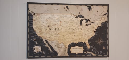 Customer photo review of Pinnable World Journey Map • Rustic Gold
