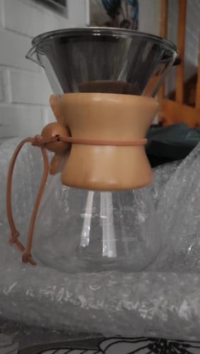 Customer photo review of Tetera de café de vidrio manual con filtro de acero inoxidable, elaboración por goteo, cafetera caliente, gotero, Barista, cafetera