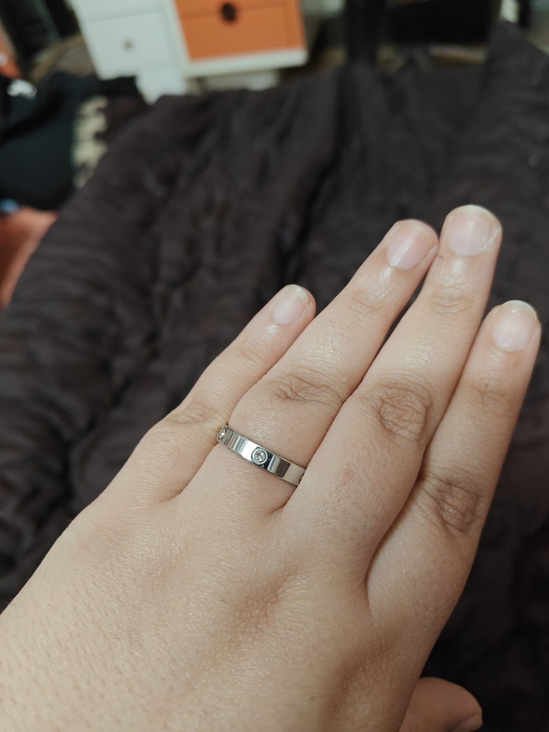 Customer photo review of Elegant Diamond Silver Band Ring