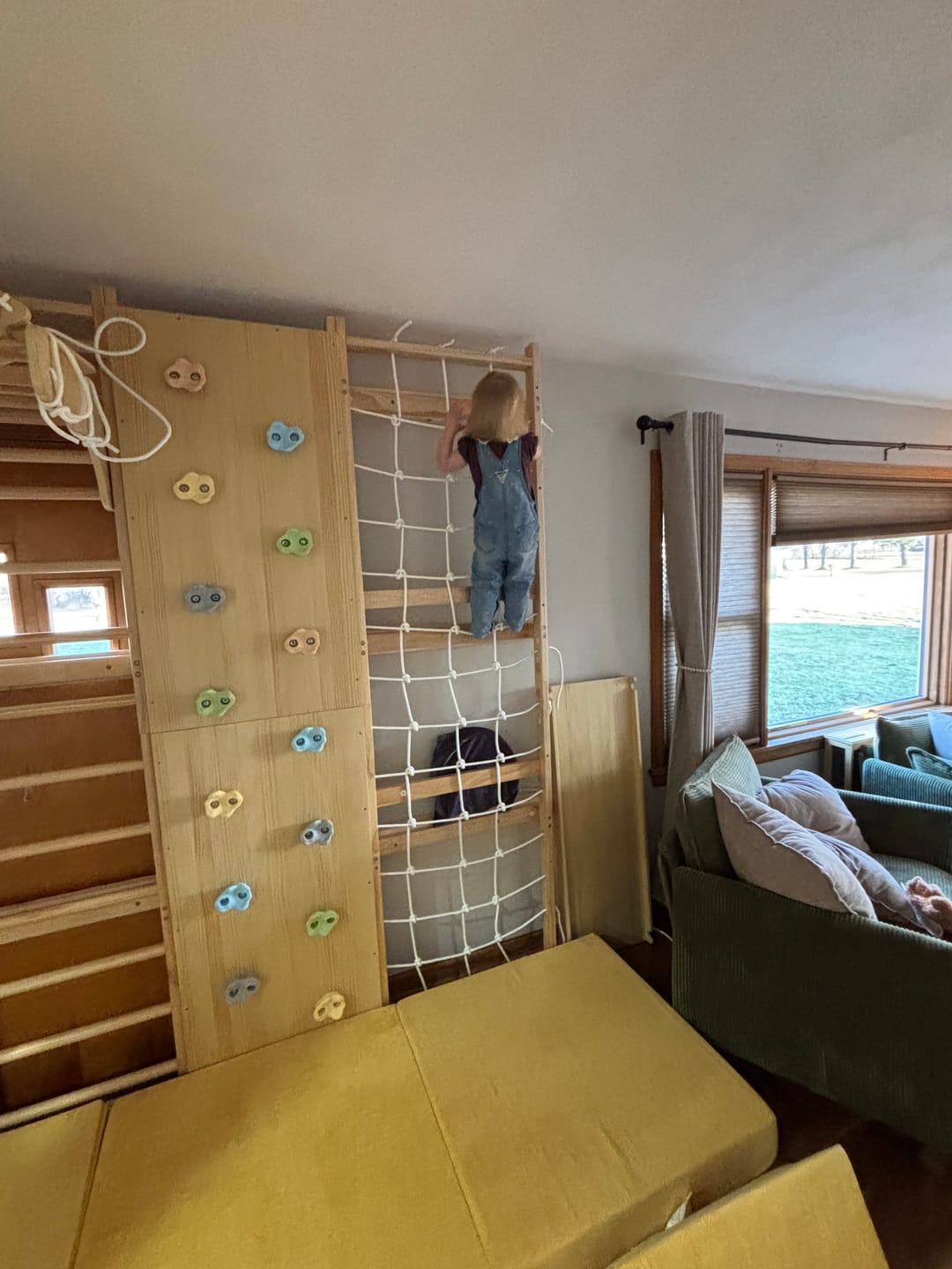 Customer photo review of Walnut | Swedish Ladder Jungle Gym - 95" Height - Wall Mounted