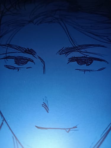 Customer's close-up photo of a character sketch from the Alien Stage Official Artbook.