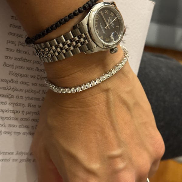 Customer photo review of Clara VVS1 Moissanite Round Cut Tennis Bracelet
