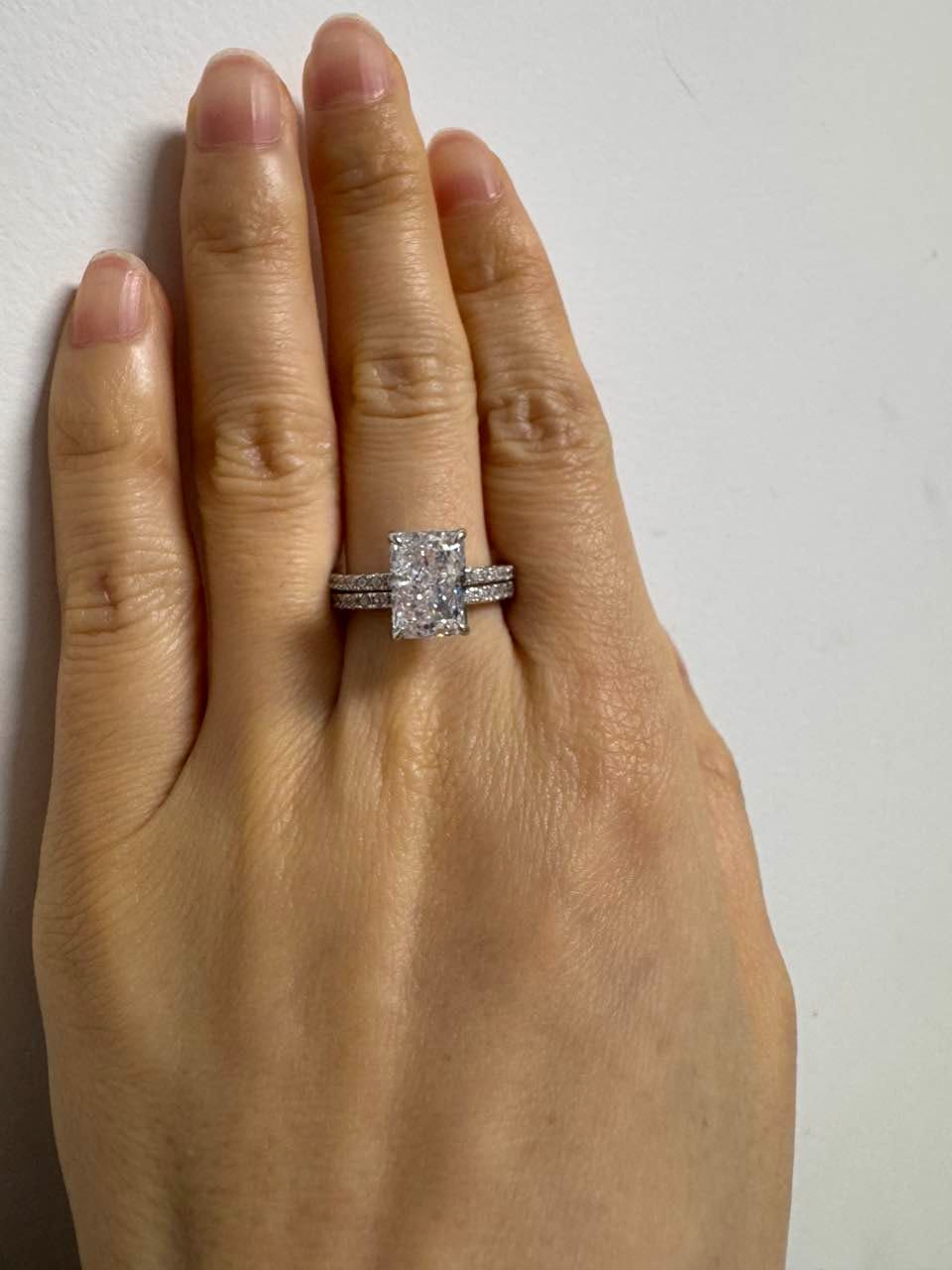 Customer photo review of S925 3.5 Carat Radiant Cut Wedding Ring Set In Sterling Silver Holiday Ring Gift For Women