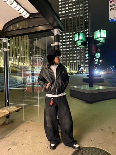 Customer photo review of Omirad Vintage Lettering PU Jacket