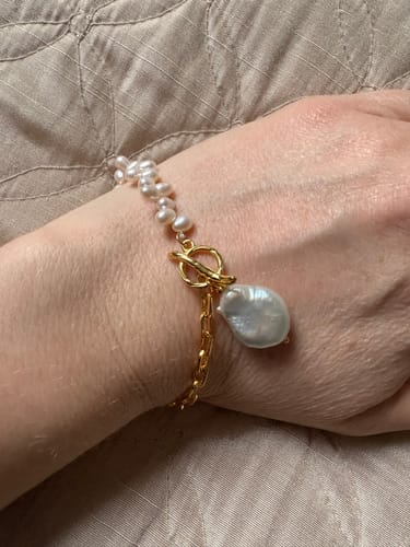 Customer photo review of Essential White Pearl Half Eternity Bracelet