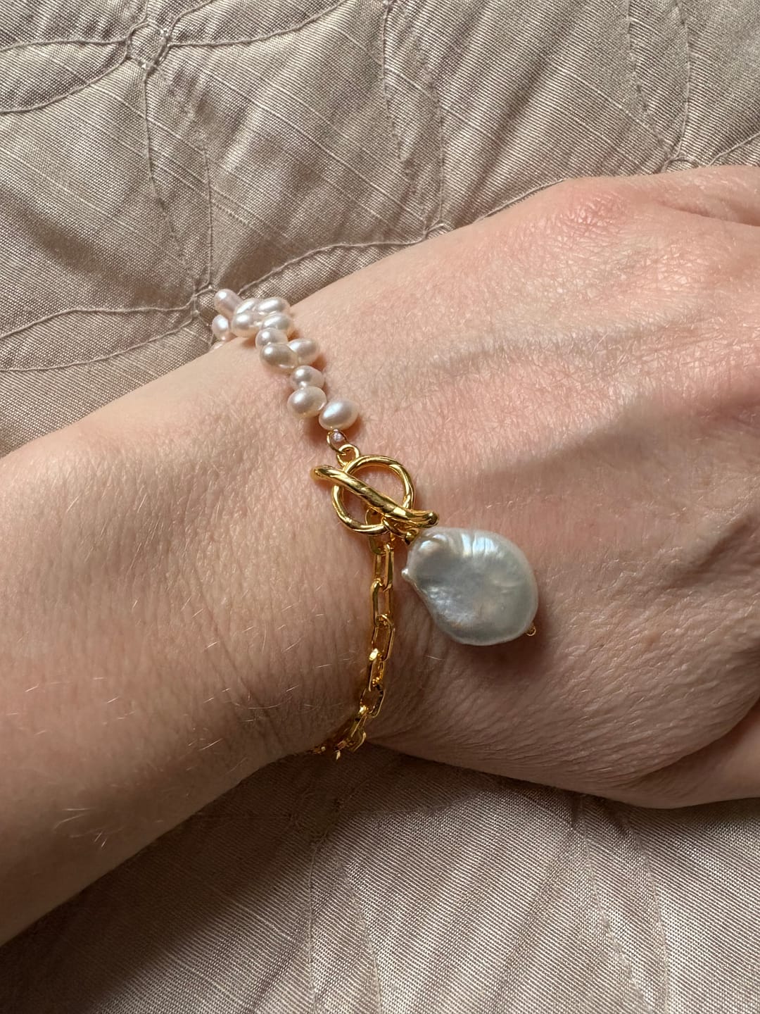 Customer photo review of Essential White Pearl Half Eternity Bracelet
