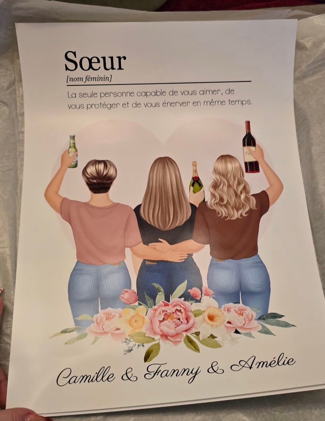 Customer photo review of Affiche Personnalisée - Définition Sœur/Amie/Collègue/Cousine