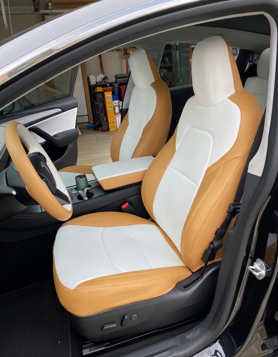 Customer photo review of Nappa Vegan Leather Full Seat Covers for Tesla Model 3/Y/S/X