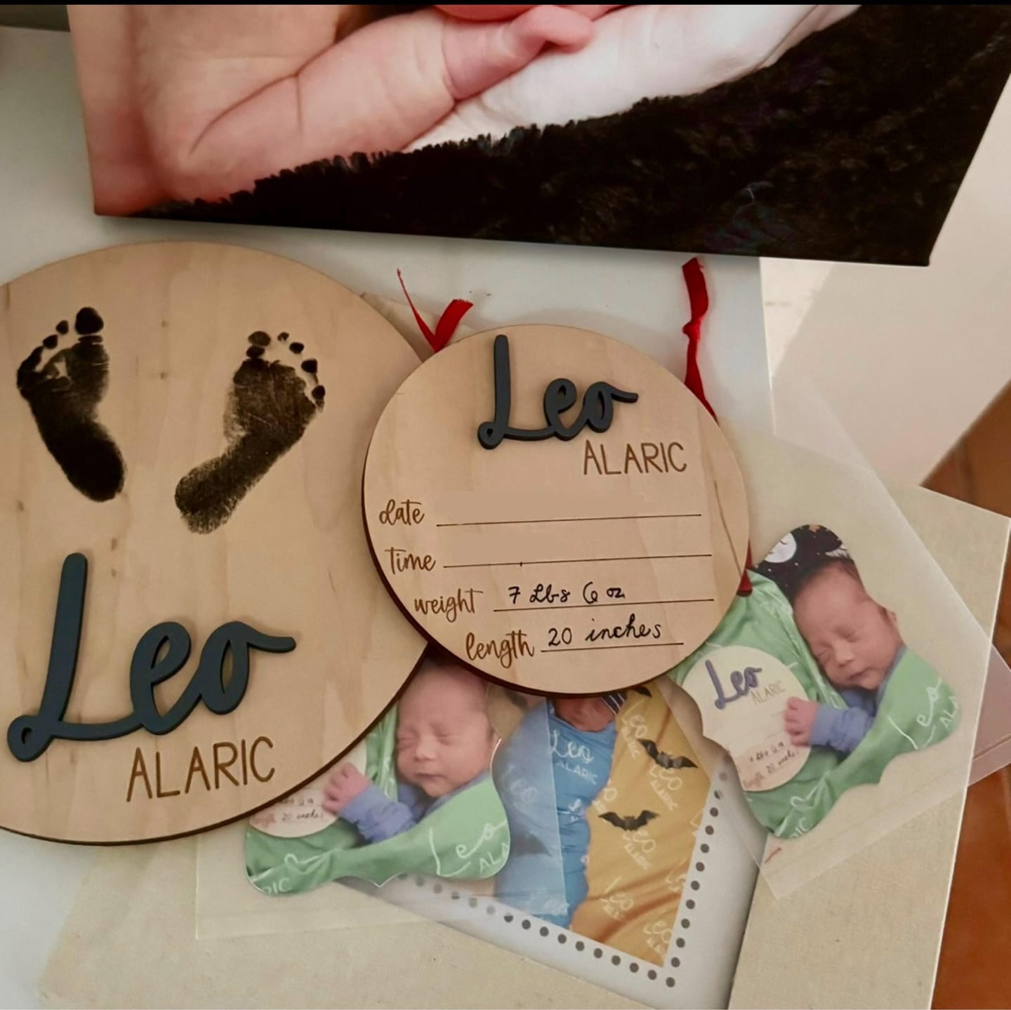 Customer photo review of Baby Name Announcement Sign with Stats