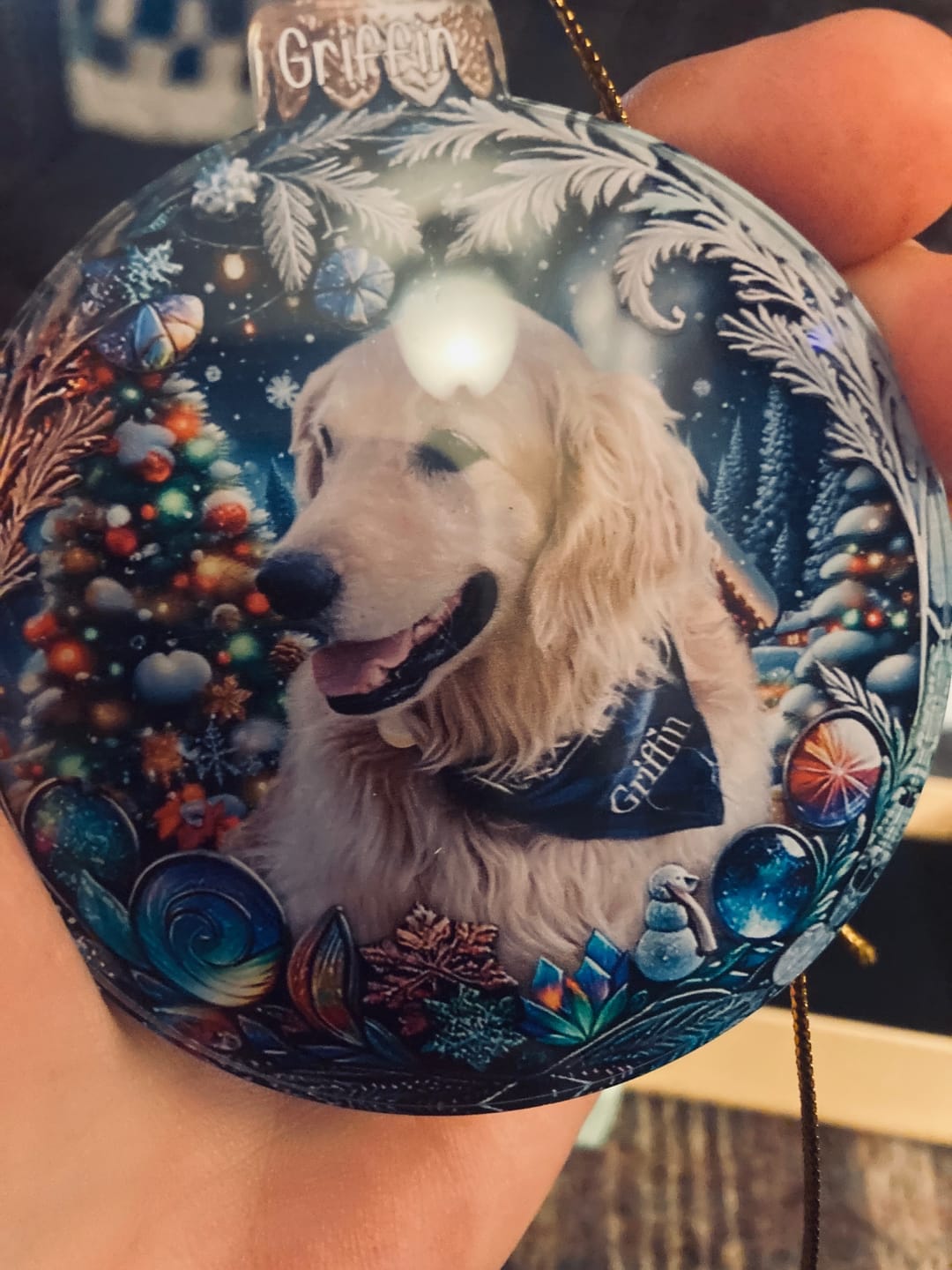 Customer photo review of Custom Photo Pets Make Our Lives Whole - Dog & Cat Personalized Ornament