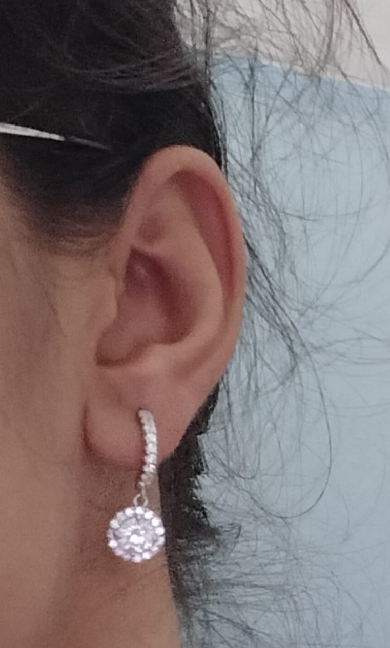 Customer photo review of Silver Zircon Drizzle Drop Earrings