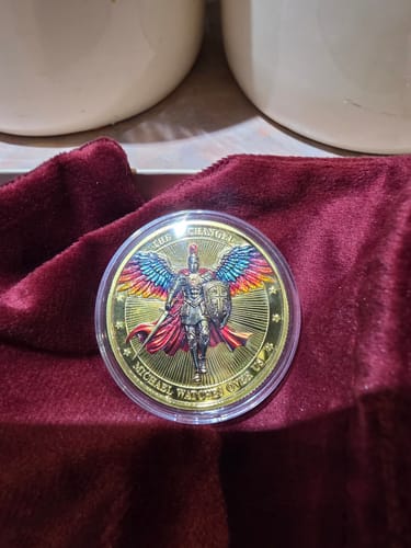 Customer photo review of Christianartworkshop Classic Style Saint Michael Archangel Guardian Psalm 91:10-11 Protection Strengthen Connection Coin