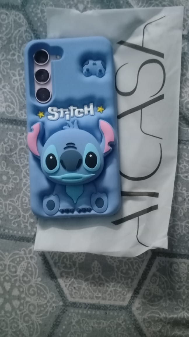 Customer photo review of 3D Stitch iPhone Samsung Attached Phone Holder Stand Rubber Silicone Case