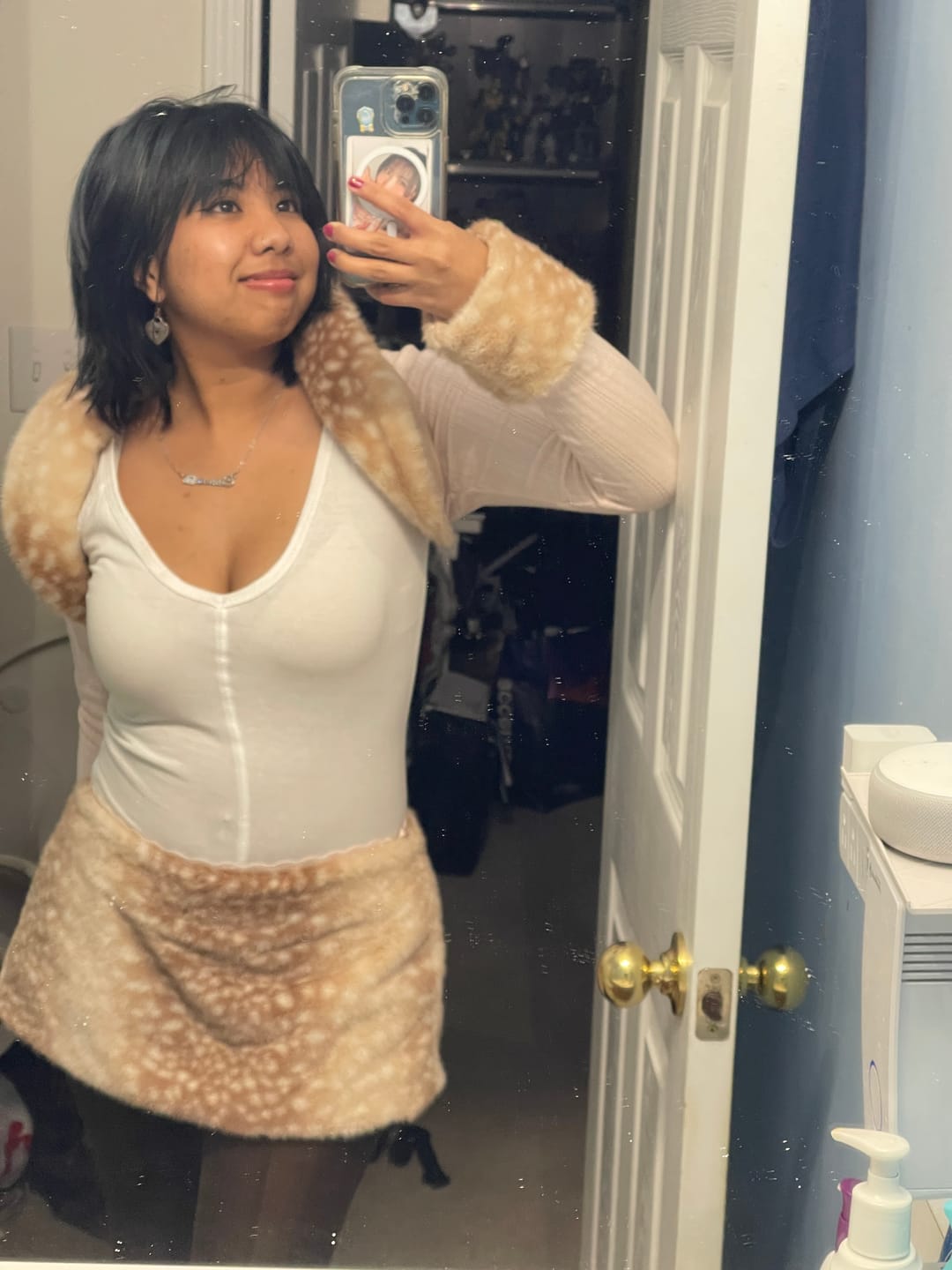 Customer photo review of My True Form Fawn Fur Bolero Cardigan