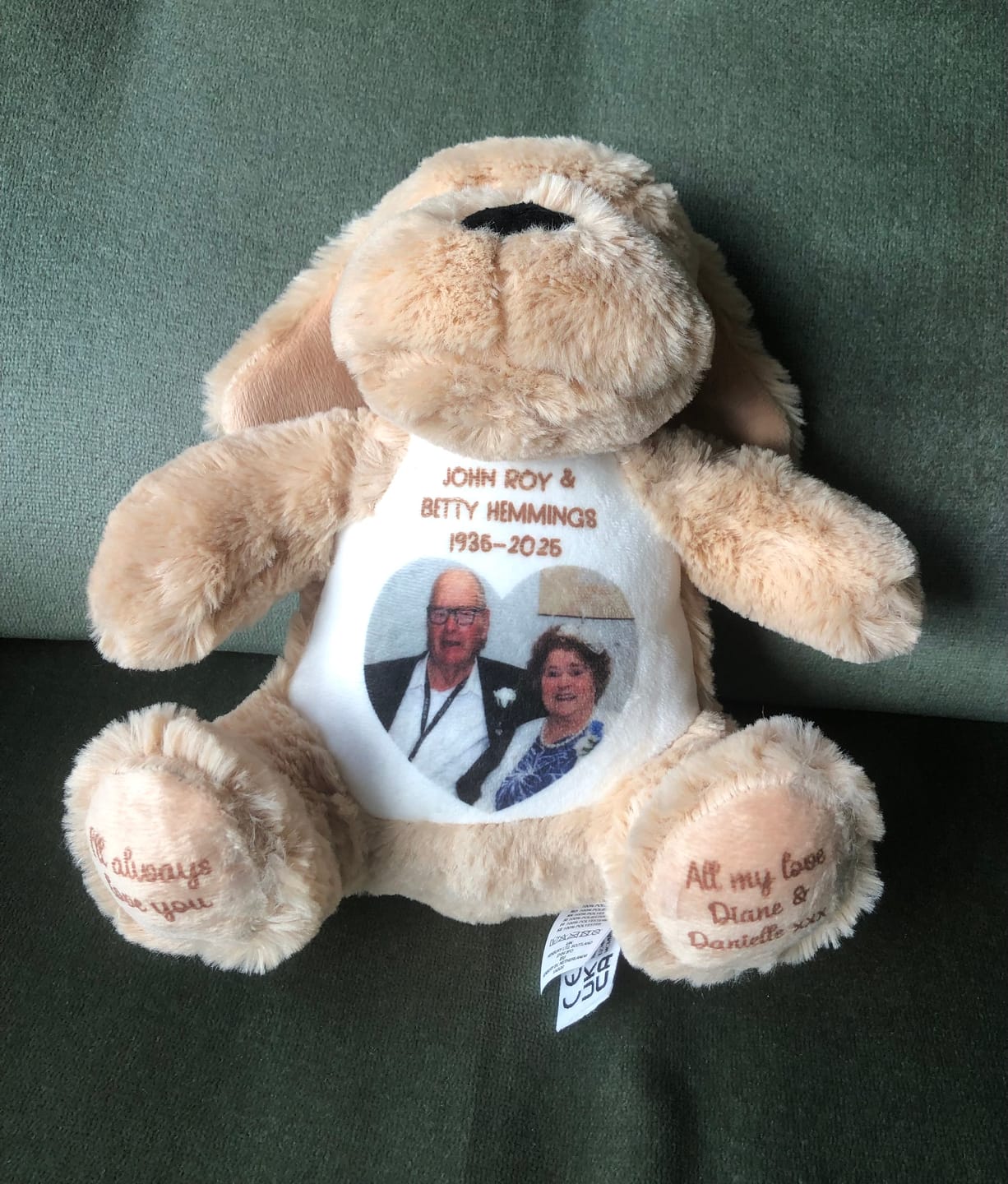 Customer photo review of Design a Personalised Dog Teddy – Add Your Photo, Name or Message