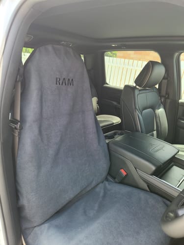 Customer photo review of Waterproof Car Seat Towel – Charcoal Grey | Towel Society