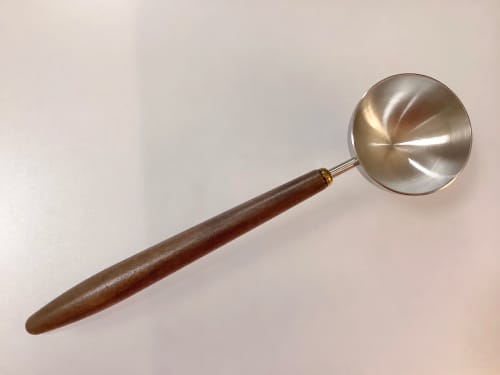 Customer photo review of Cuchara de café de acero inoxidable con mango de madera de 25ml, cuchara medidora, cucharas de café con mango largo de madera de nogal, decoración de cafetería