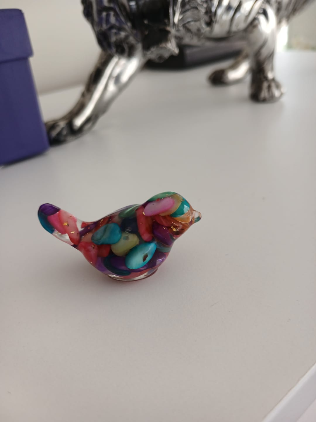 Customer photo review of Olivenorma Natural Gemstone Bird Sculpture Decoration