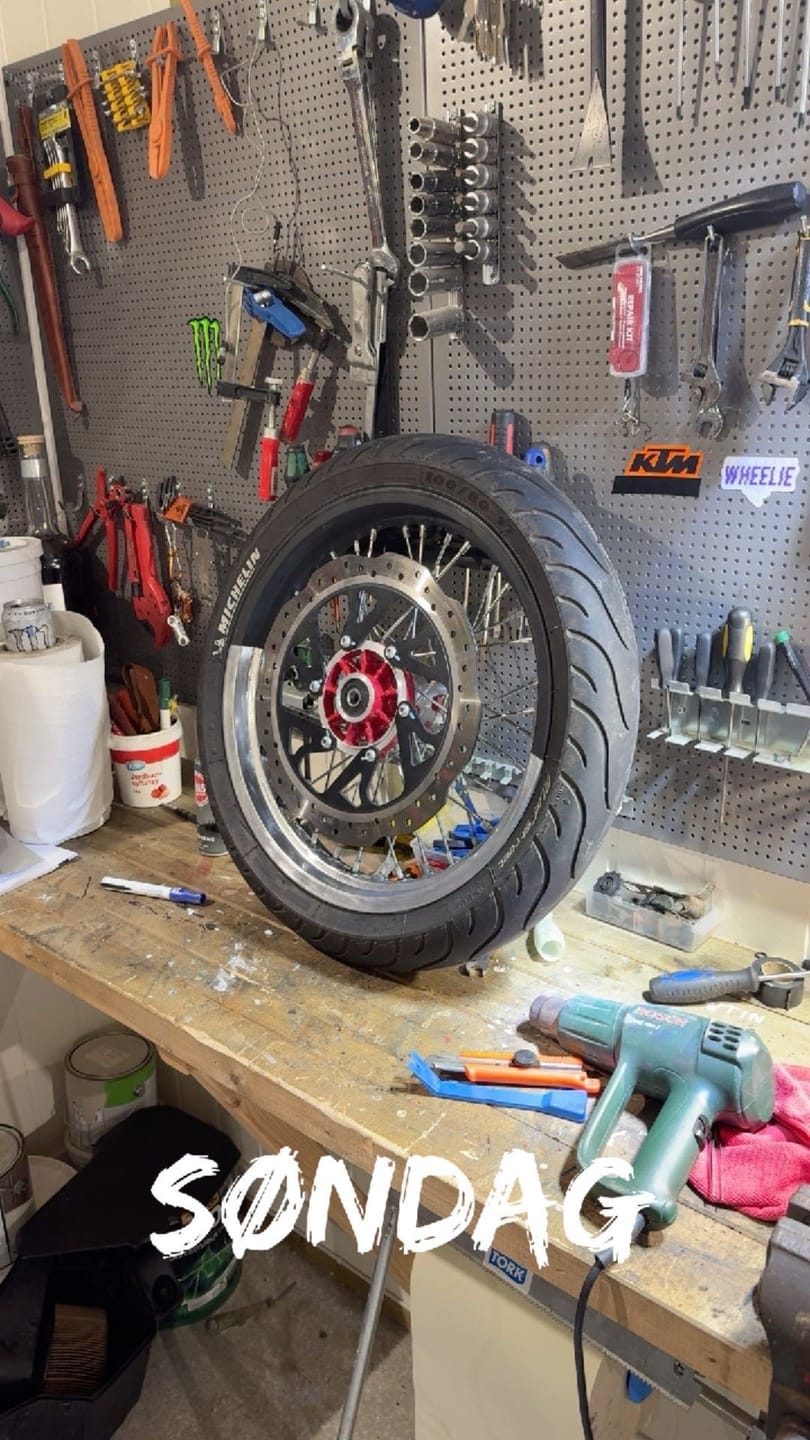 Customer photo review of Chrome 50/50 Supermoto Wheel Graphics - 2 Color Wheel Wrap