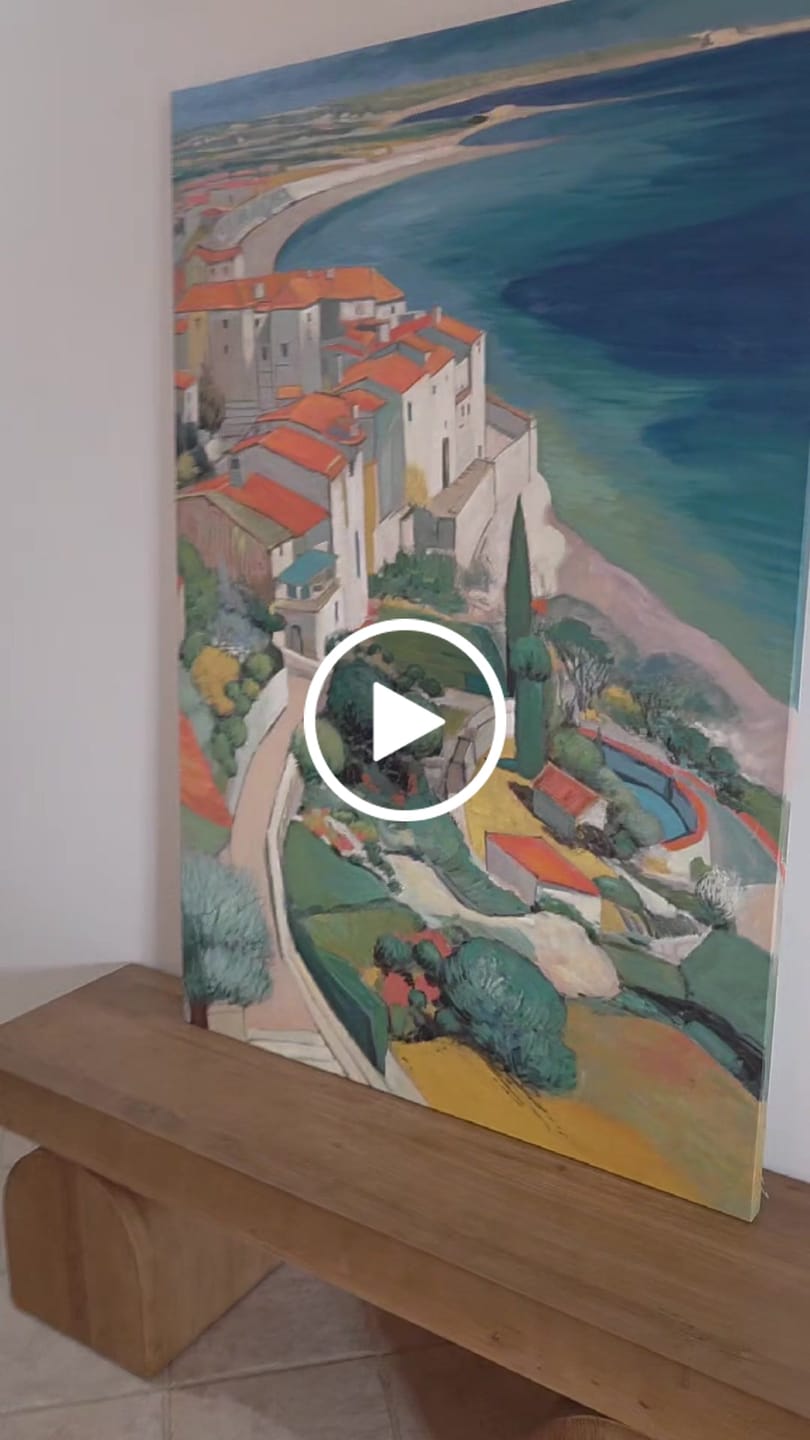 Customer video review of Hand-Painted Coastal Town Art #ABSV42