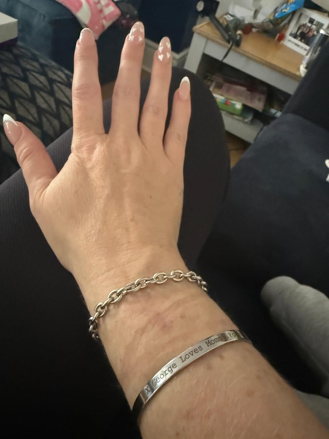 Customer photo review of Silver Personalised Cuff Bracelet