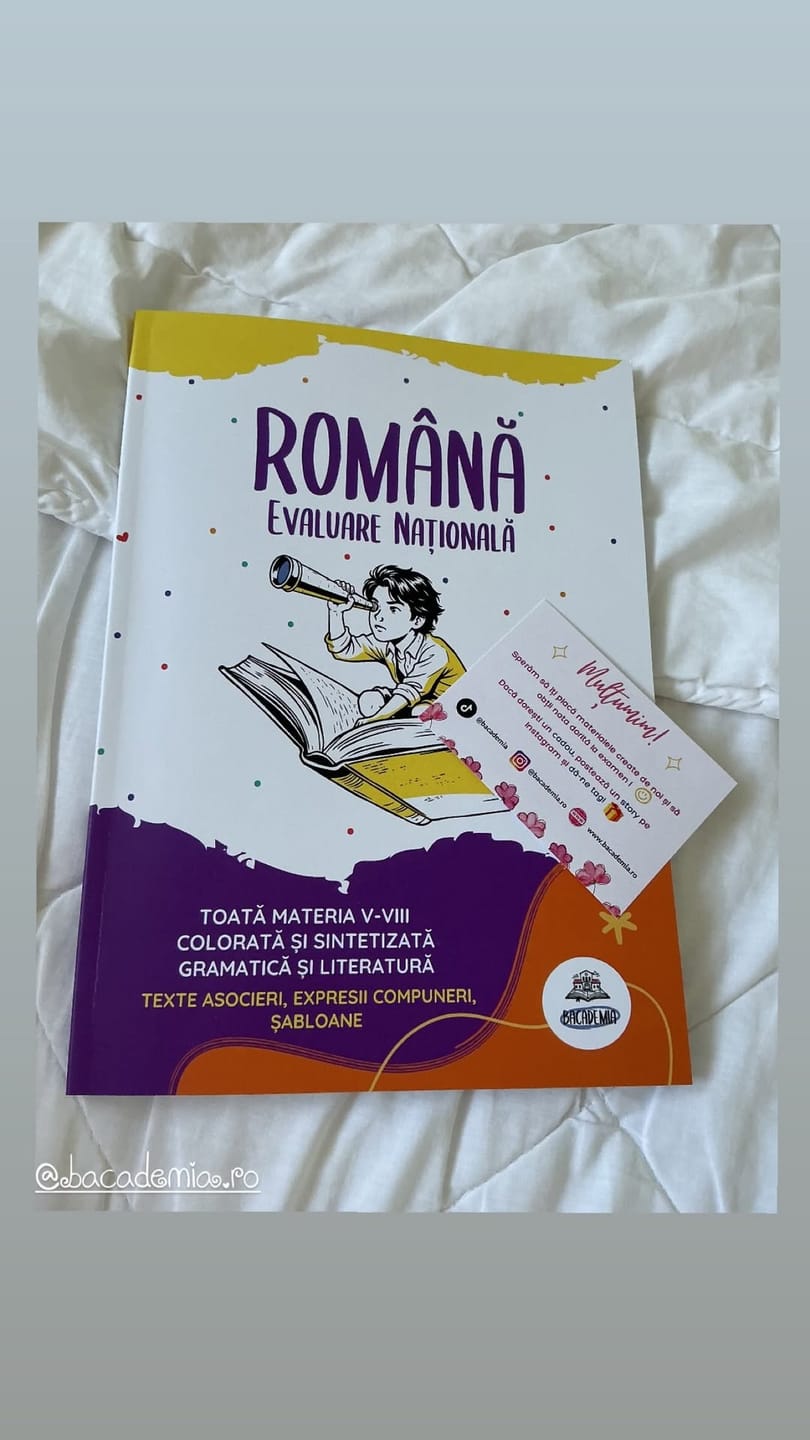 Customer photo review of Carte Matematică Evaluare Națională - Bacademia (Toată Materia V-VIII: Algebră și Geometrie)