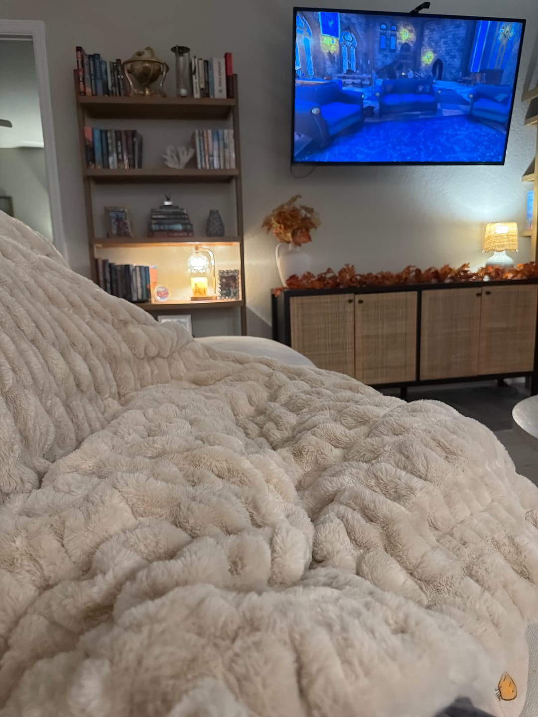 Customer photo review of Hugs Creme Brulee Blanket