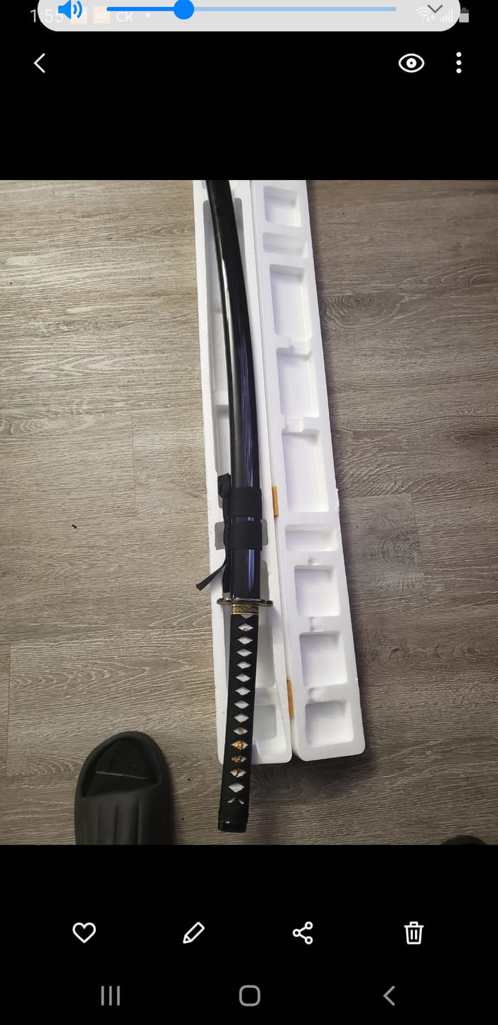 Customer photo review of The Inochishirazu Handmade Katana Spring Steel
