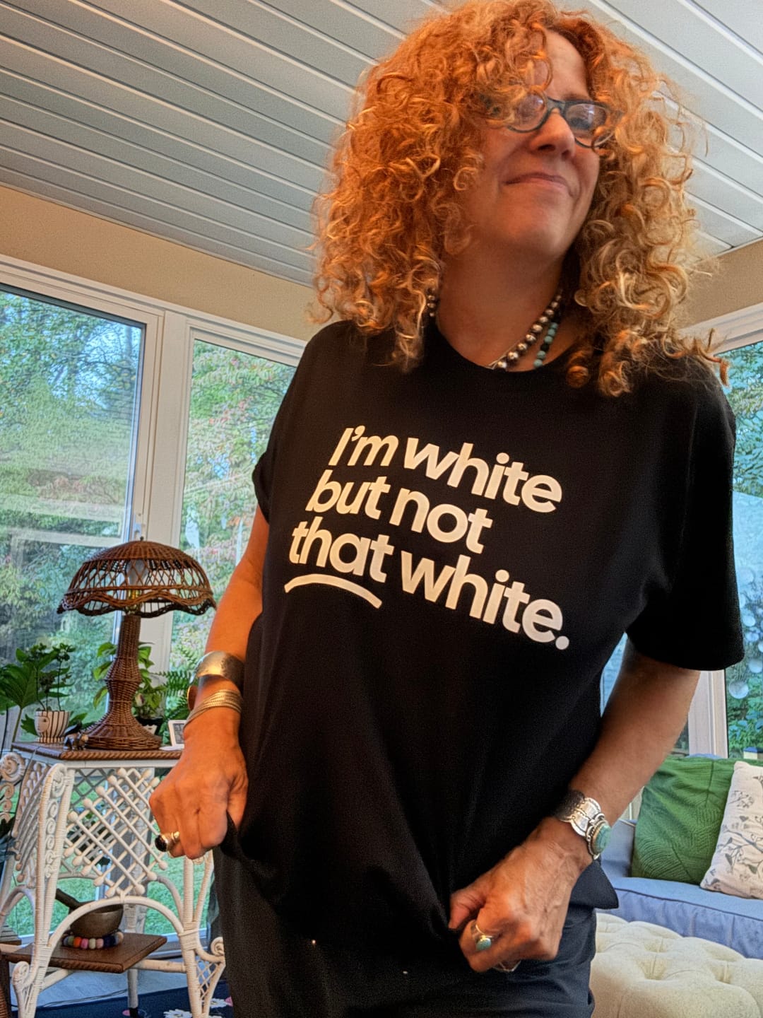 Customer photo review of I’m white but not that white Unisex Tee
