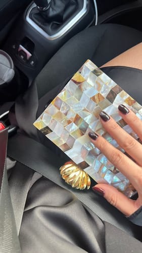 Customer photo review of Carnelian Mother of Pearl Clutch