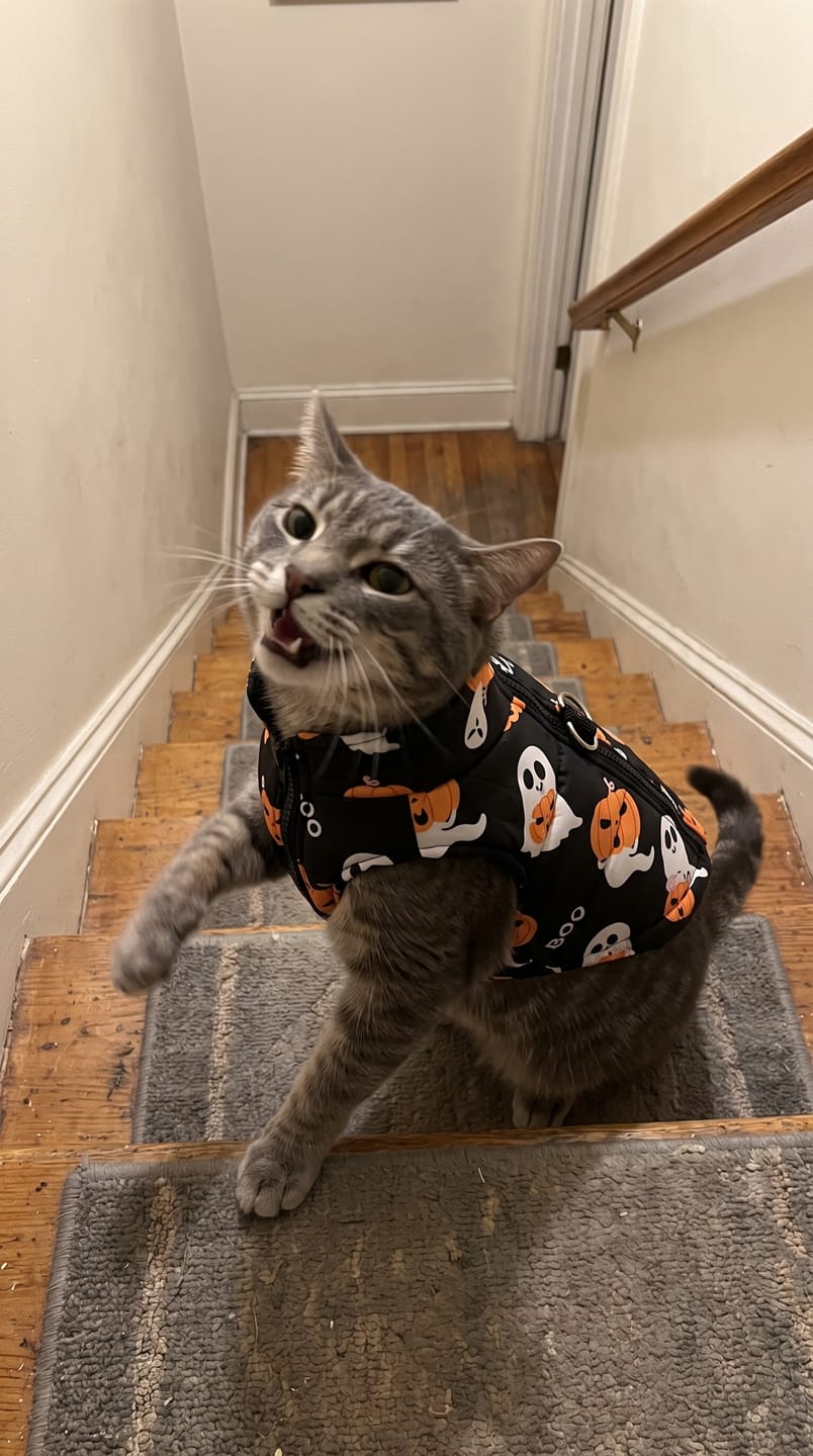 Customer photo review of Warm Whiskers Halloween Pet Vest