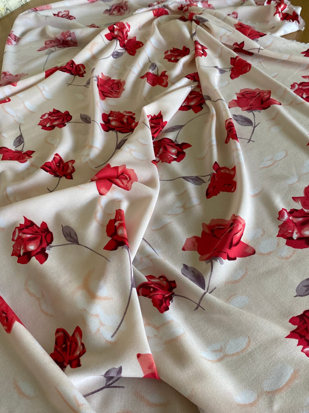 Customer photo review of Roses and Spots Viscose Challis Fabric