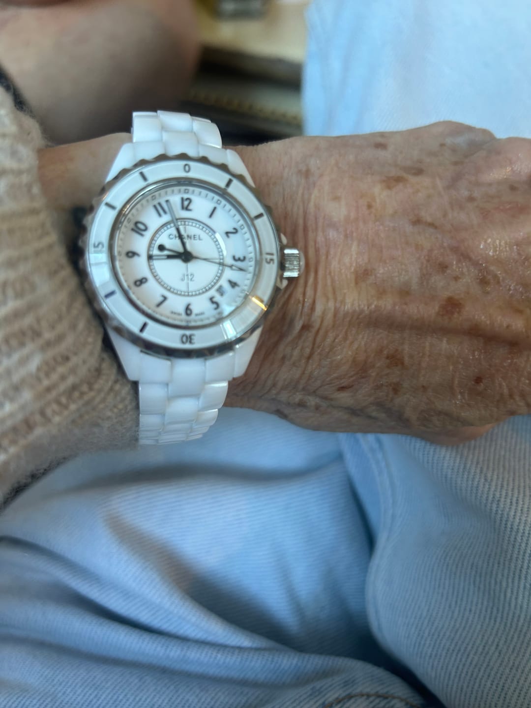 Customer photo review of J12 Date Quartz White Ceramic Black Numerals White Dial