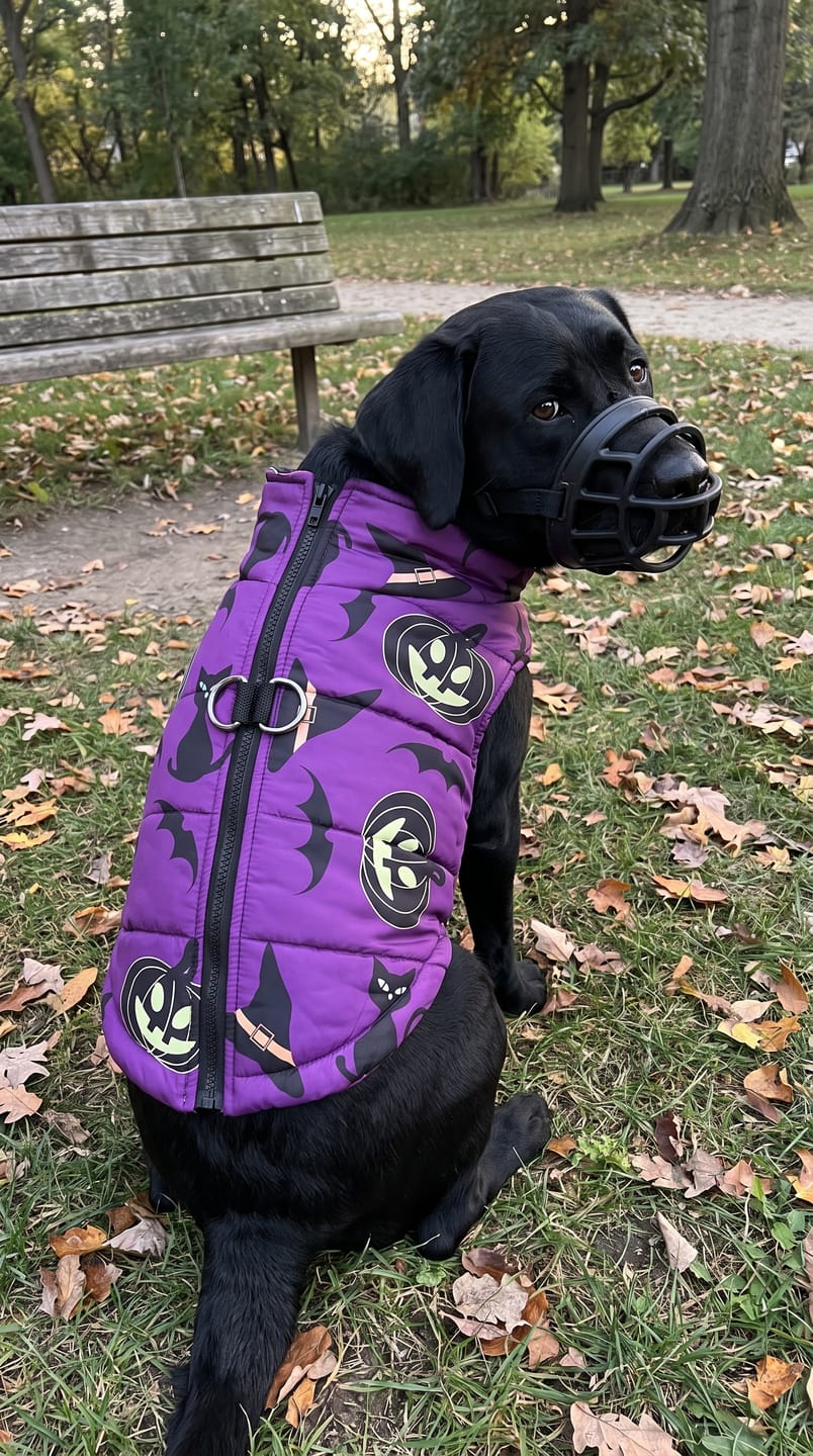 Customer photo review of Warm Whiskers Halloween Pet Vest