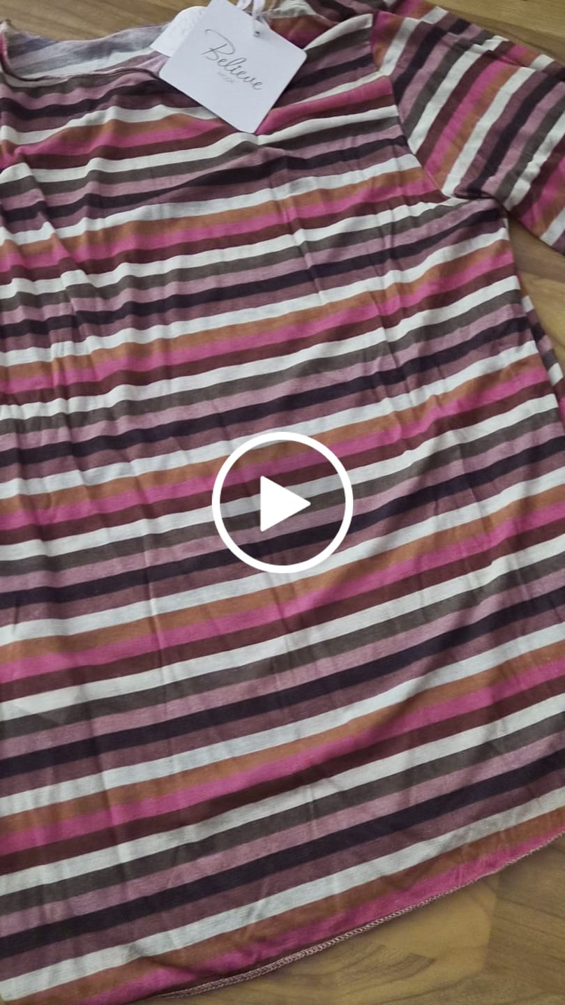 Customer video review of Comfy Stretchy Cashmere Langarmshirt pflaume/creme/pink/rost