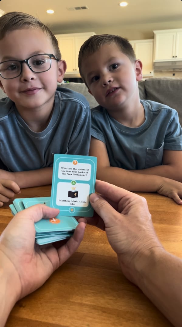 Customer photo review of Bible Trivia Game for Kids & Families | 100+ Questions