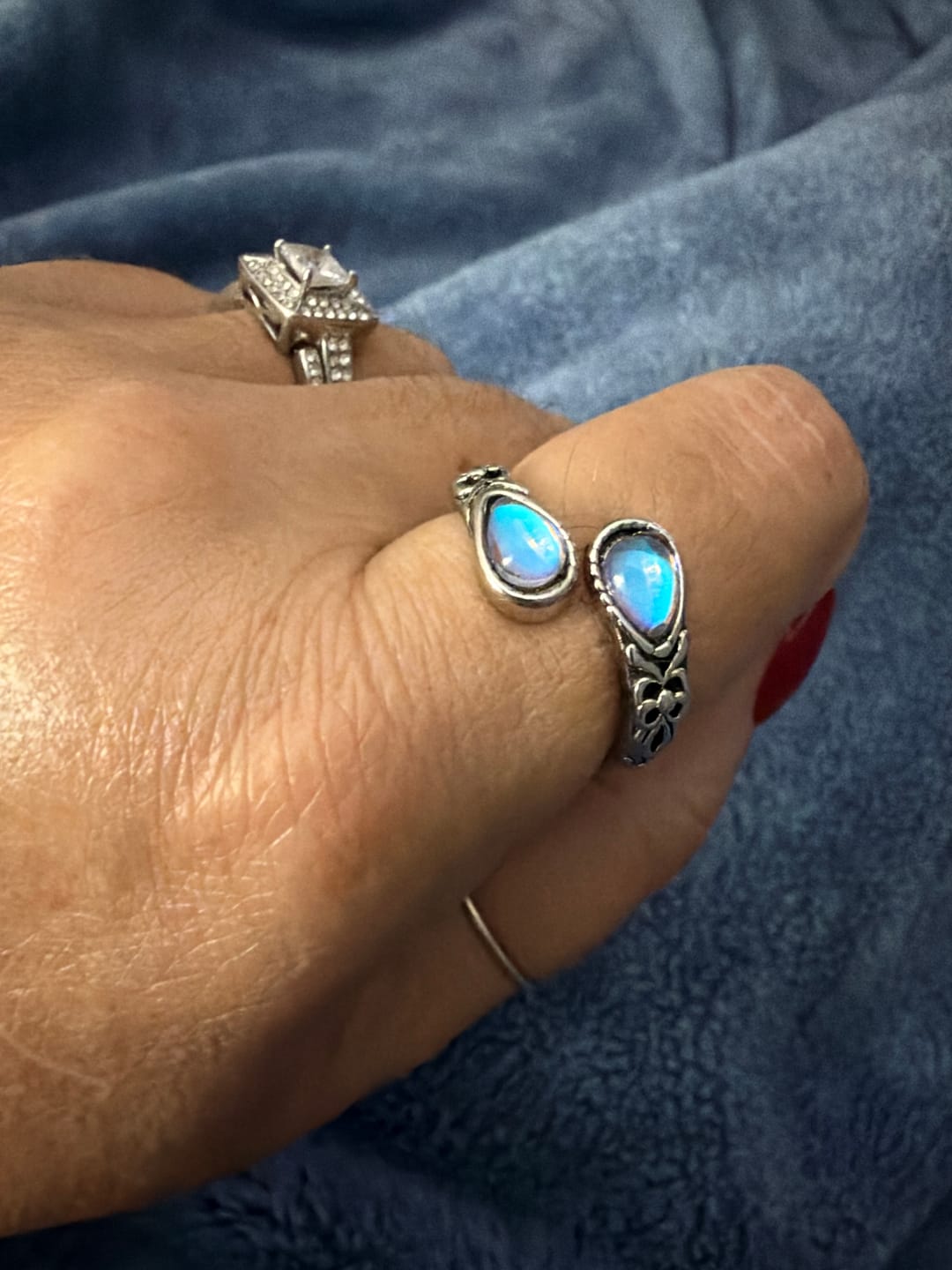 Customer photo review of Victorian Spoon-Style Moonstone Ring