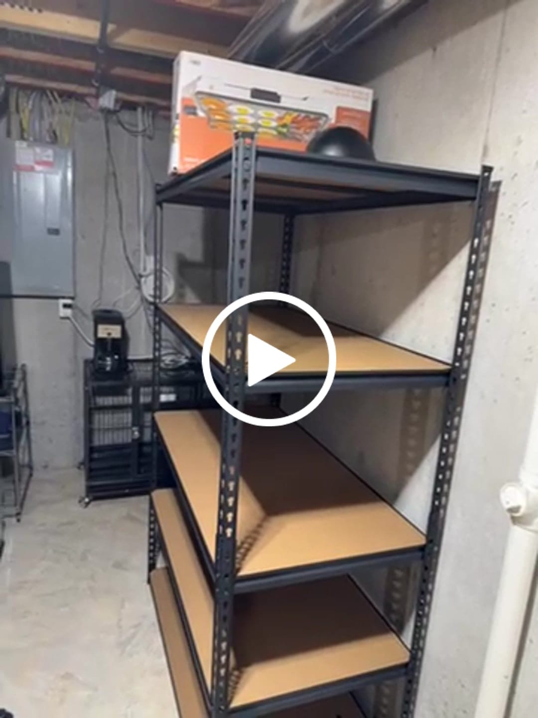 Customer video review of Reibii 55"W x 24"D Heavy Duty Garage Shelving Units, 3060 LBS Adjustable Metal Storage Shelves for Large Bins, Workshop & Warehouse
