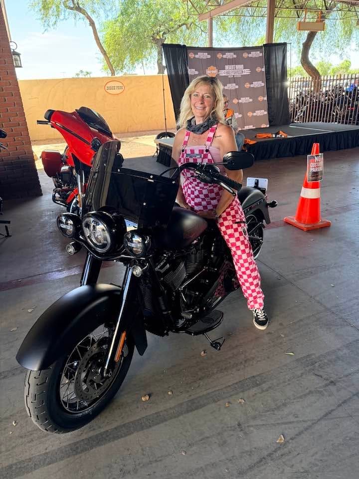 Customer photo review of Women's Overall in Bubble Gum Checkered
