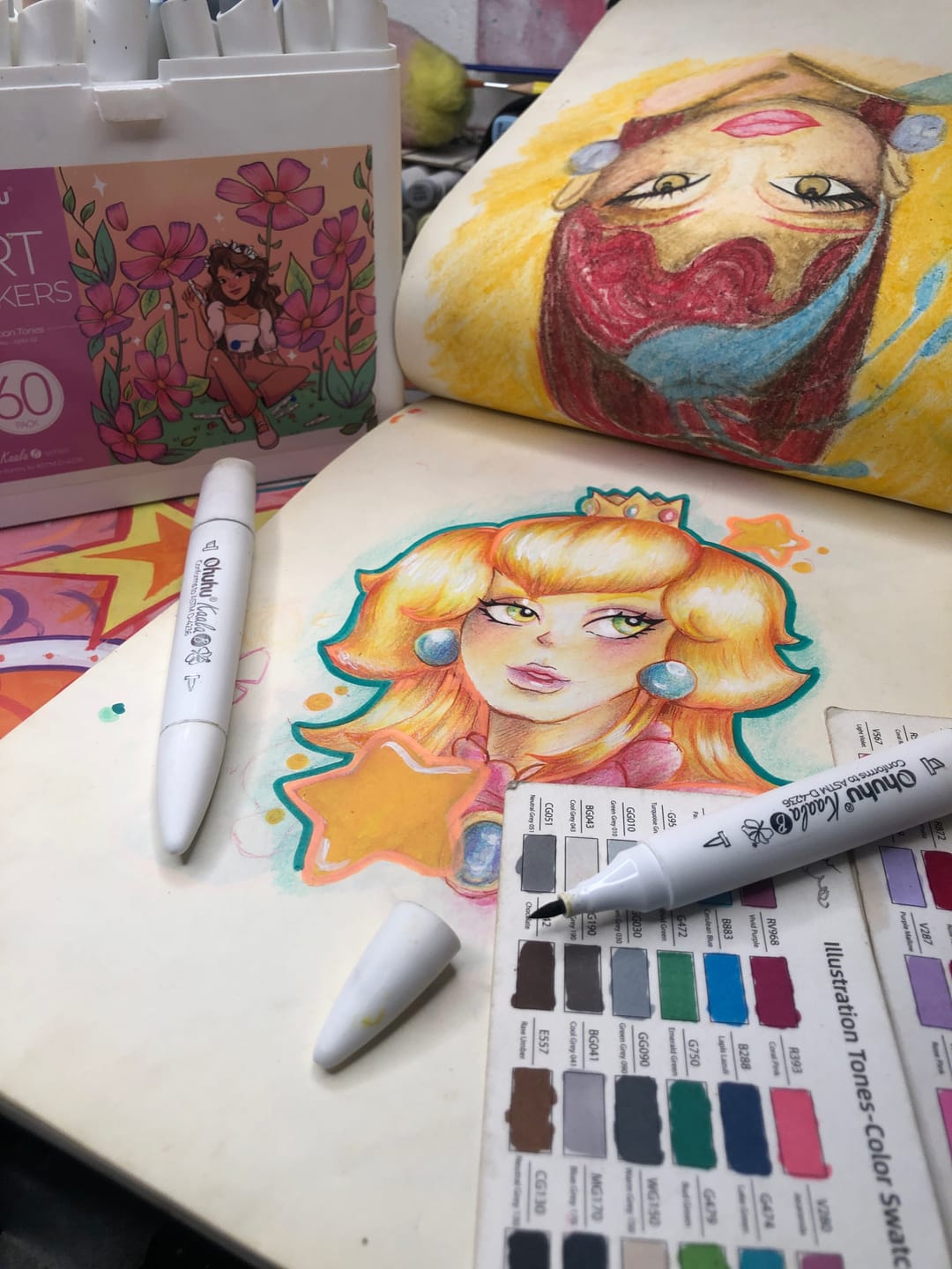 Customer photo review of Ohuhu Kaala Dual Tips Alcohol Art Markers- 60 Colors Illustrations