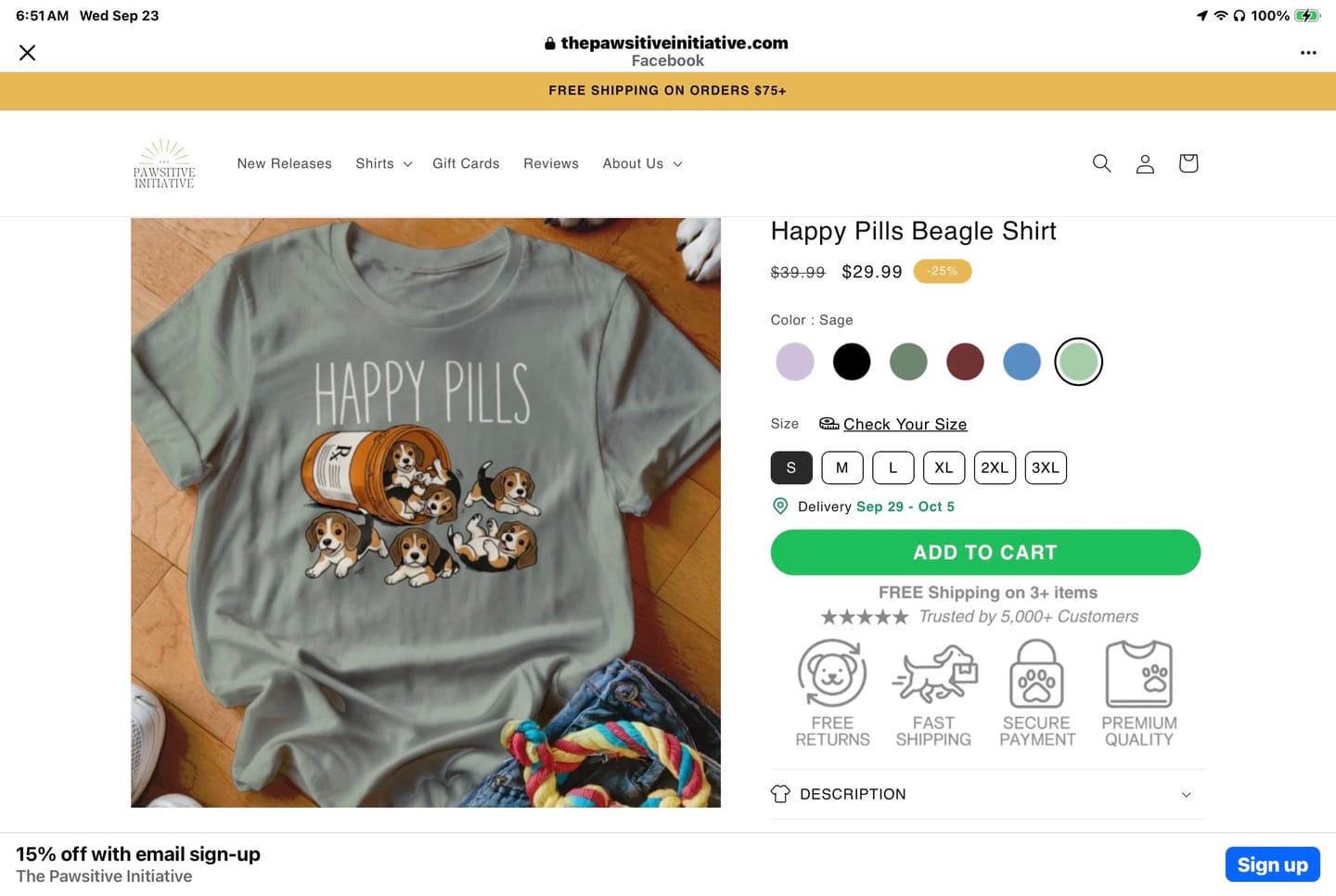 Customer photo review of Happy Pills Beagle Shirt