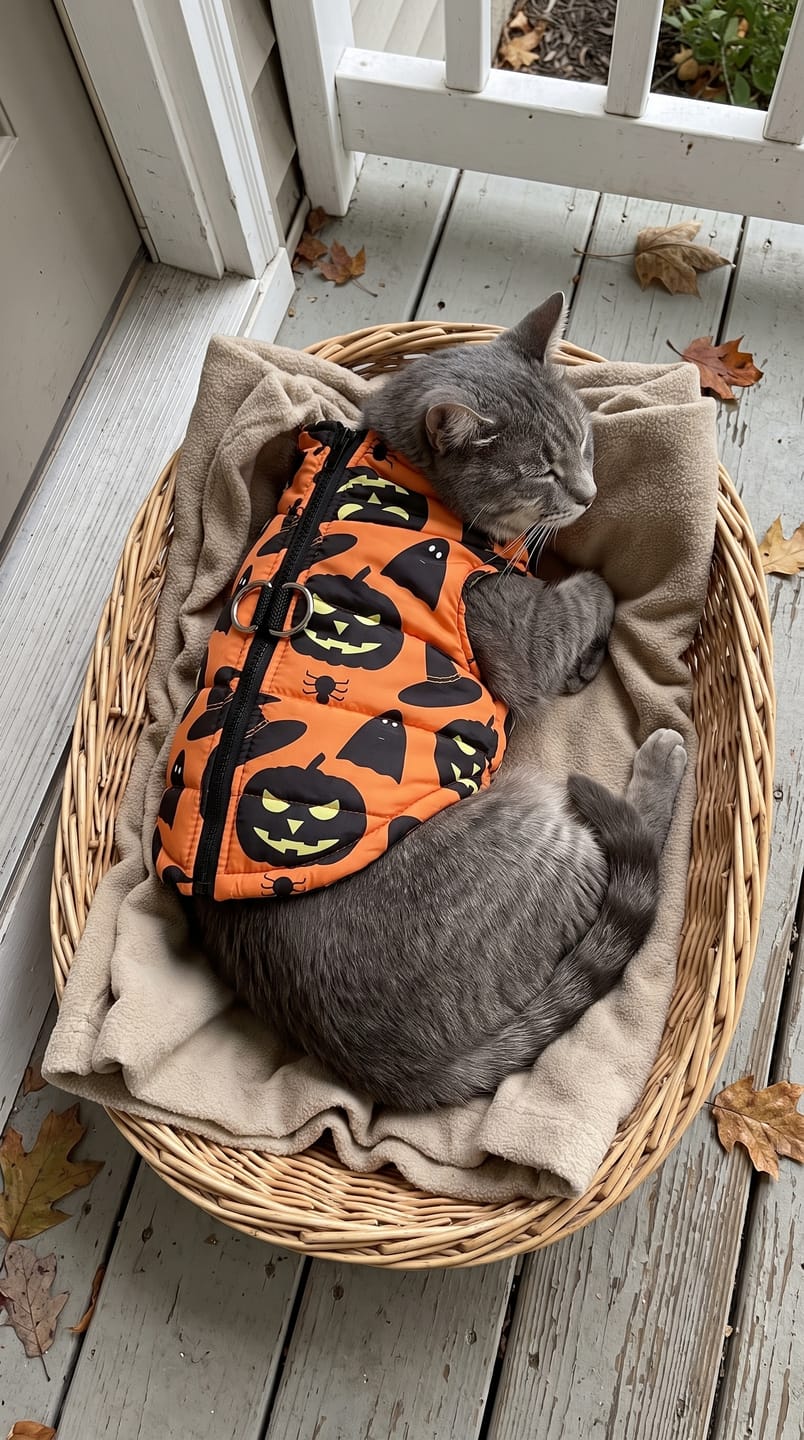 Customer photo review of Warm Whiskers Halloween Pet Vest