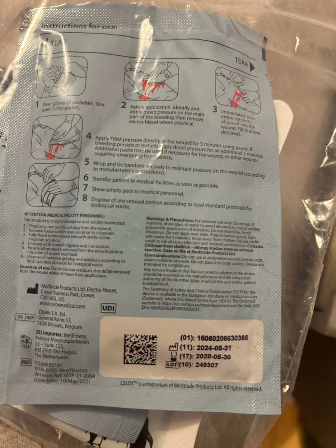Customer photo review of Celox Haemostatic Granules 15g Sachet