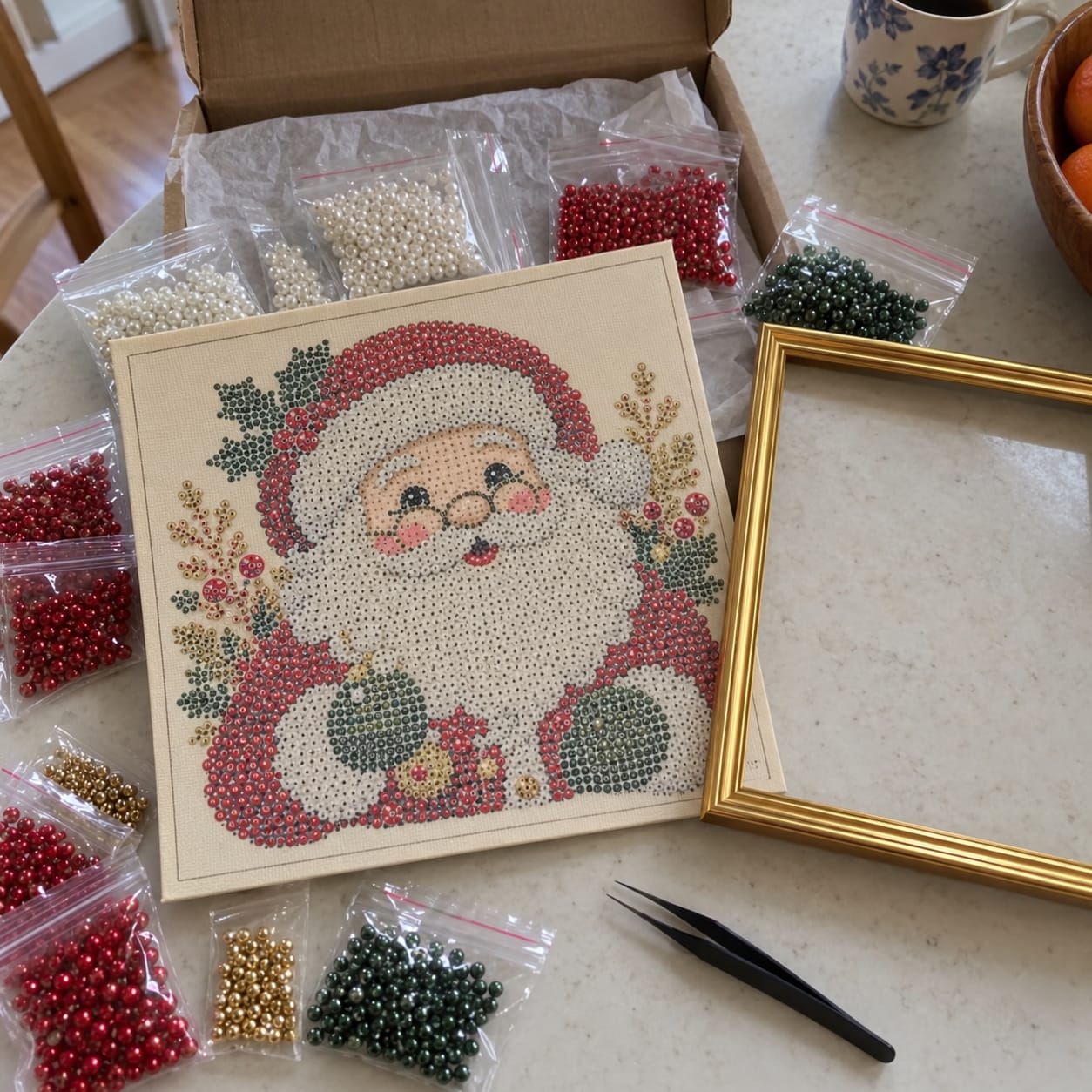Customer photo review of Christmas Pearl Diamond Painting Kit with Frame