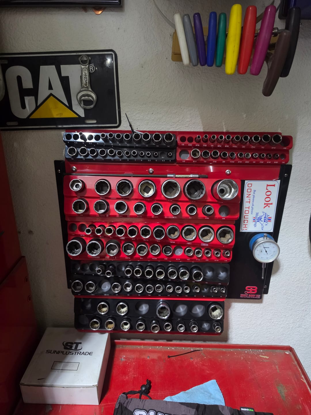 Customer photo review of The Ultimate Garage Kit — Wall-Mounted Shelf and Magnetic Socket Blocks